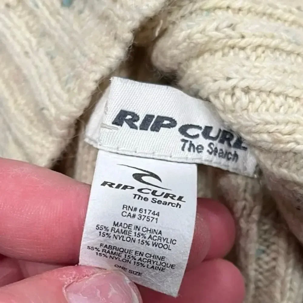 Rip Curl The Search Toddler Girls Cable Knit Beanie Ramie Wool Blend Ivory OS